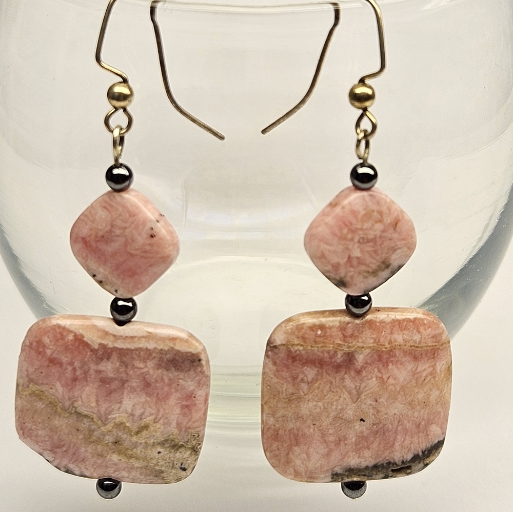 Pink Rhodonite Earrings - Picture 4 of 6